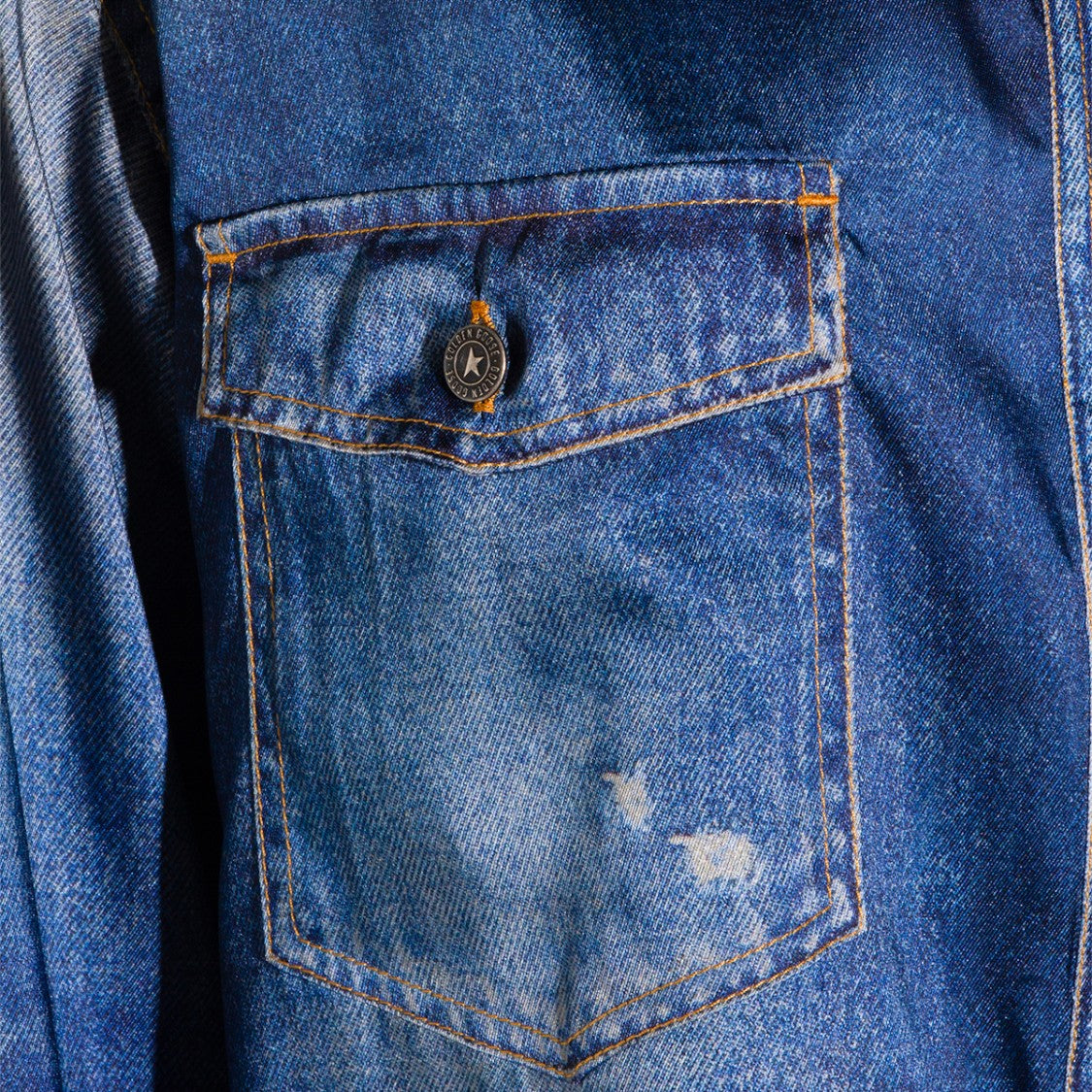 Golden Goose Vintage Denim Print Shirt