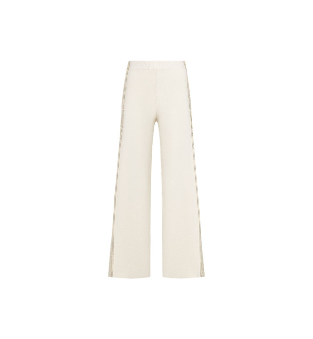 Christian Dior Off-White Wide-Leg High Waist Striped Pants