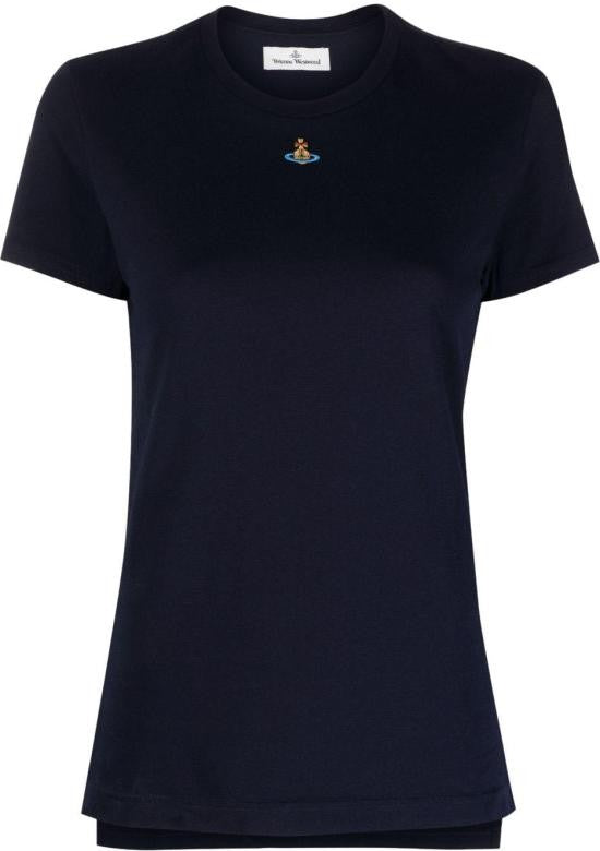 Vivienne Westwood Fitted Black Cotton T-Shirt With Emblem Detail