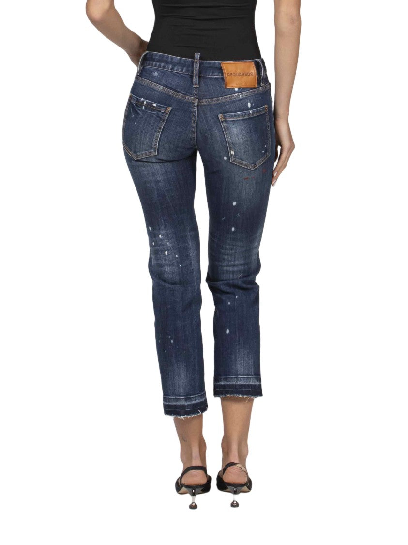 Dsquared2 Cropped Distressed Denim Jeans