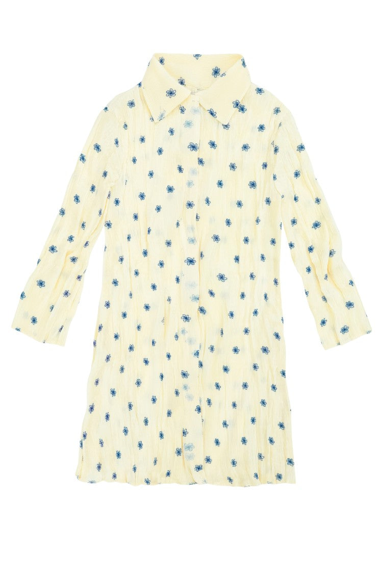 Gongdid Design Pleated Midi Dress With Floral Pattern