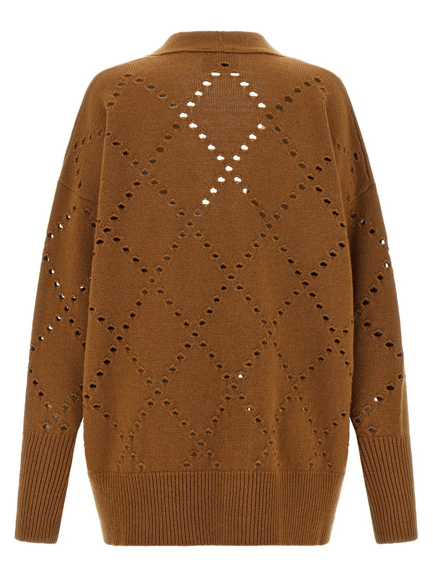 Nude Argyle Cut-Out Cardigan