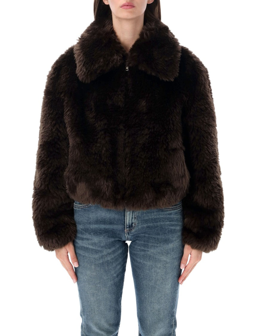 Stand Studio Aya Cropped Plush Faux Fur Jacket