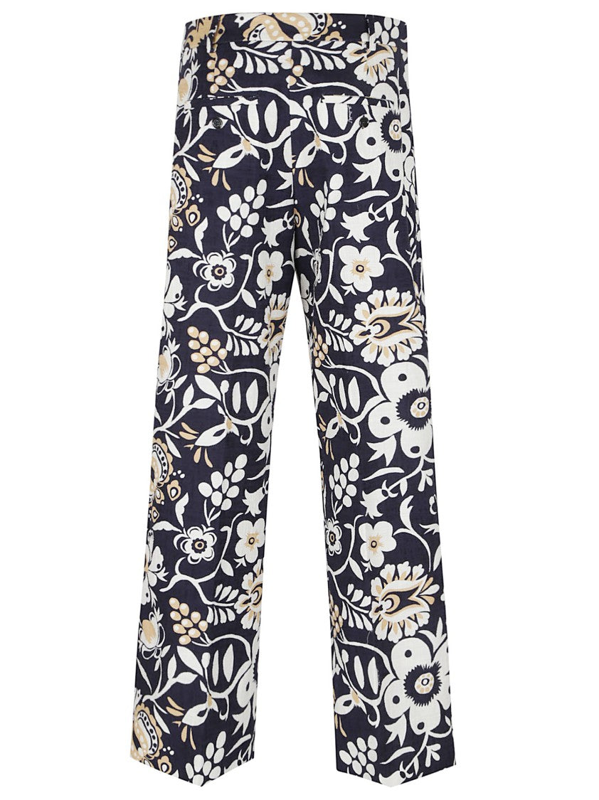 La Double J Wide-Leg Loose Pants With Boy Shirt Floral Print