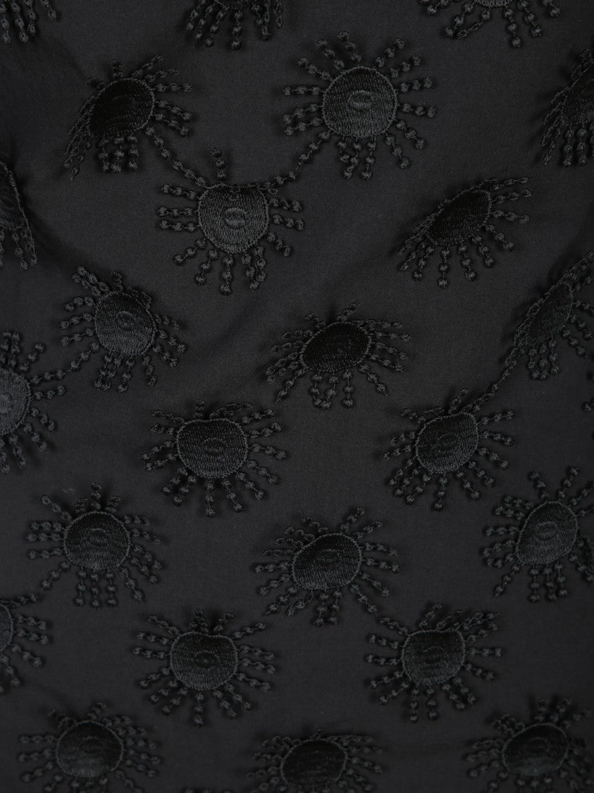 Msgm Delicate Floral Embroidered Black Dress