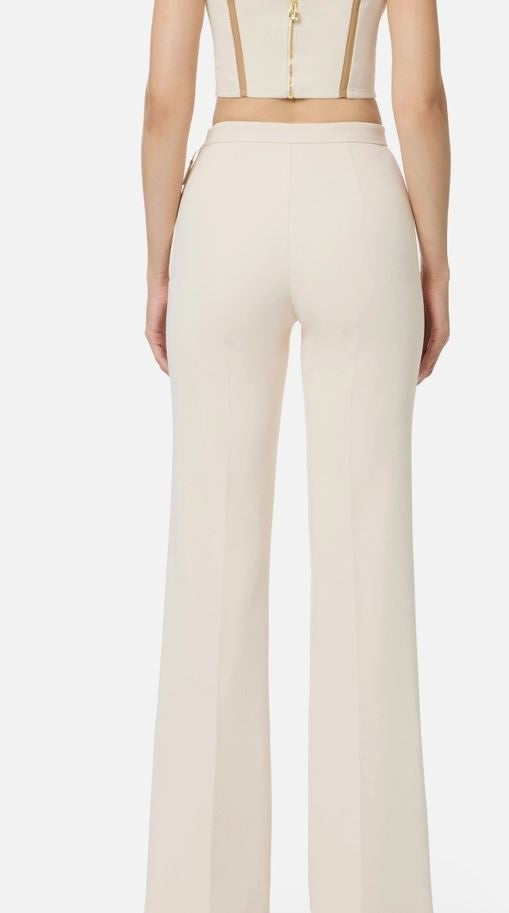 Elisabetta Franchi Palazzo Trousers With Enamelled Logo Buttons