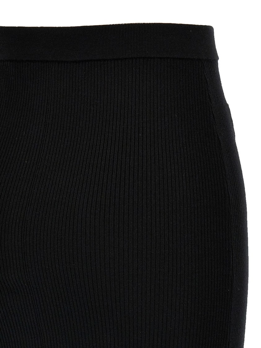 Alessandra Rich Ribbed Stretch Wool And Cashmere Midi Skirt