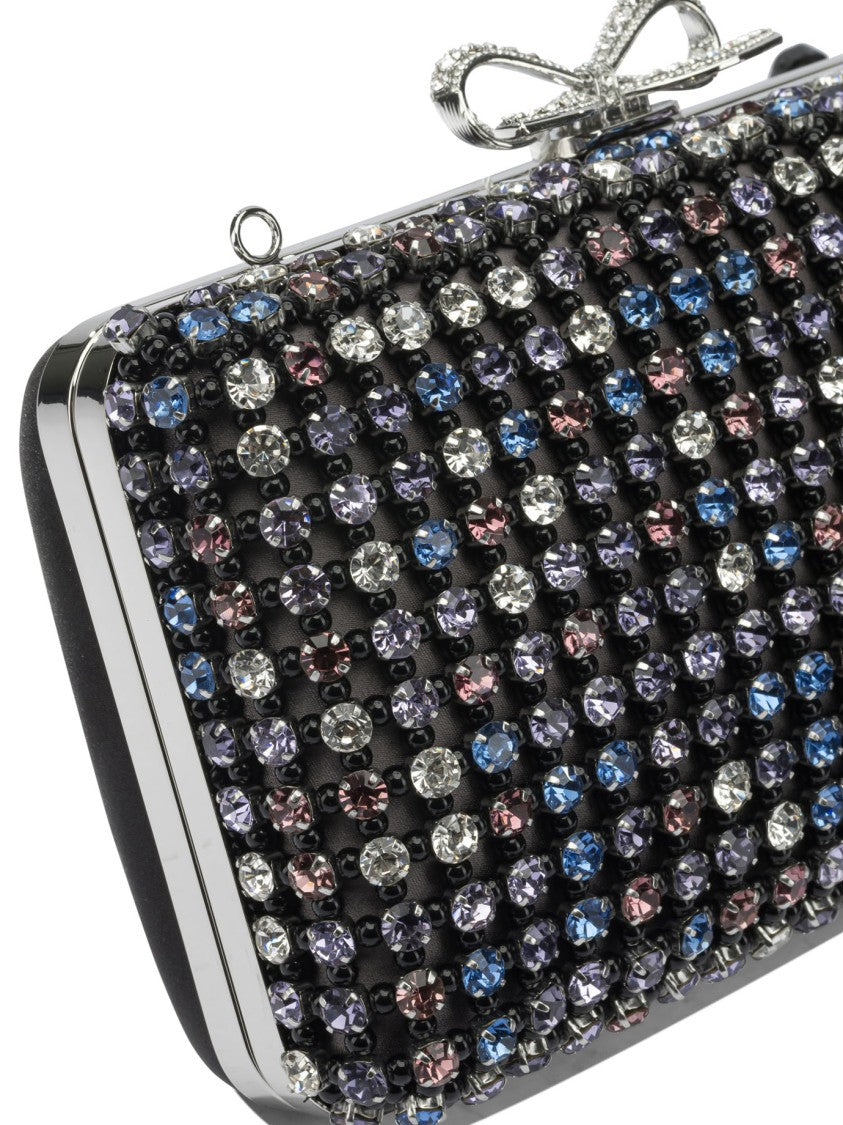Self-Portrait Multi-Crystal Knit Clutch Bag