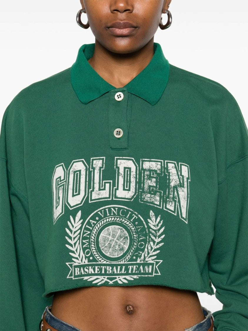 Golden Goose Cropped Forest Green Sweatshirt
