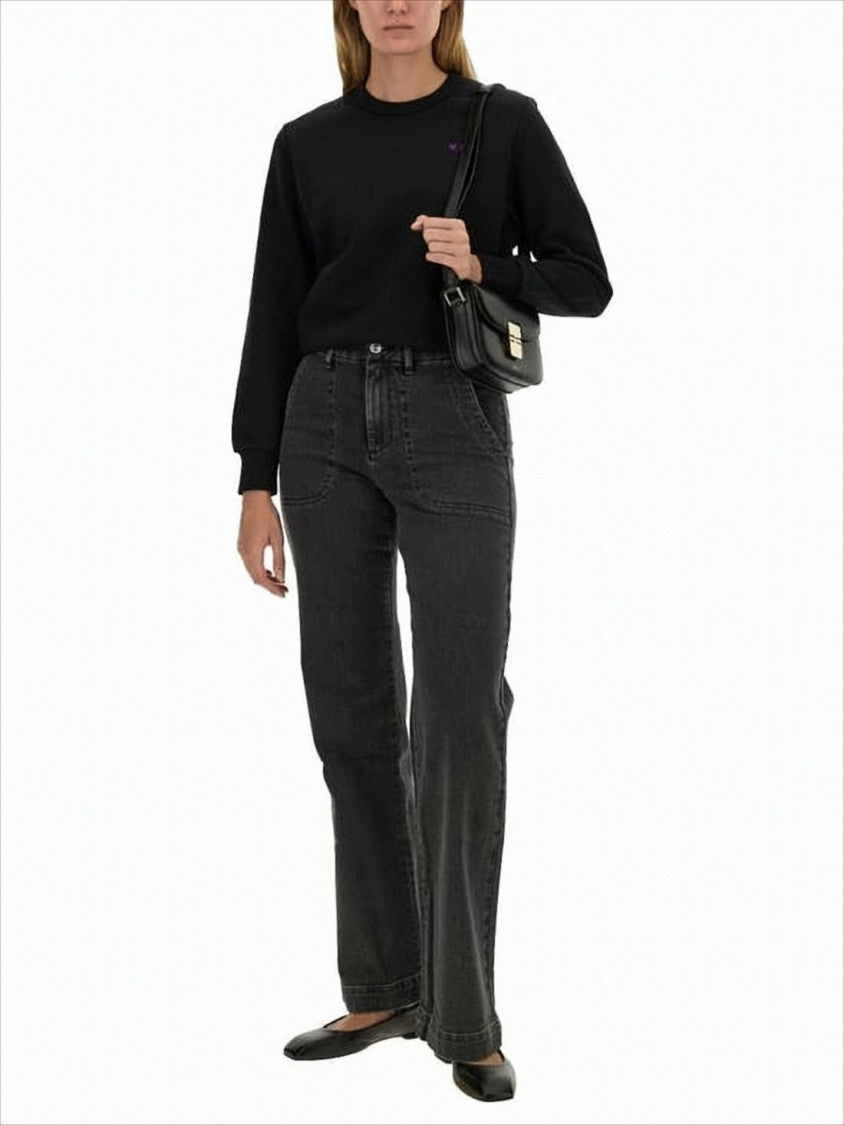 A.P.C. Long-Sleeve Black Top With Ribbed Cuffs