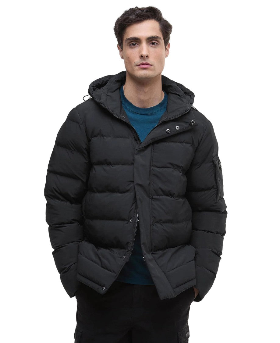 Barbour Contemporary Leather Puffer Jacket With High Collar