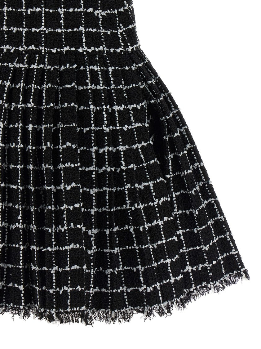 Balmain Tweed Mini Dress With Corset Bodice And Chain Straps