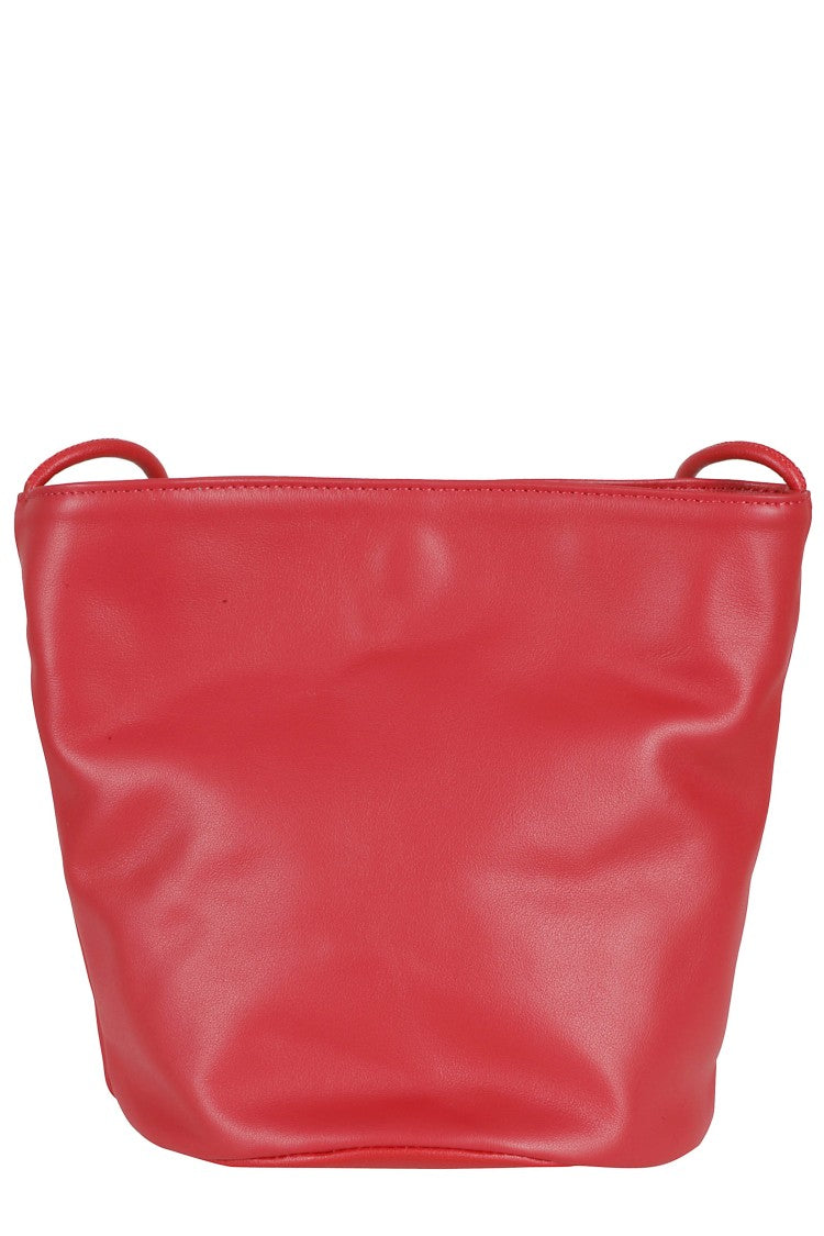 La Piscine Red Sac Bag Adjustable Strap Leather Shoulder Bag
