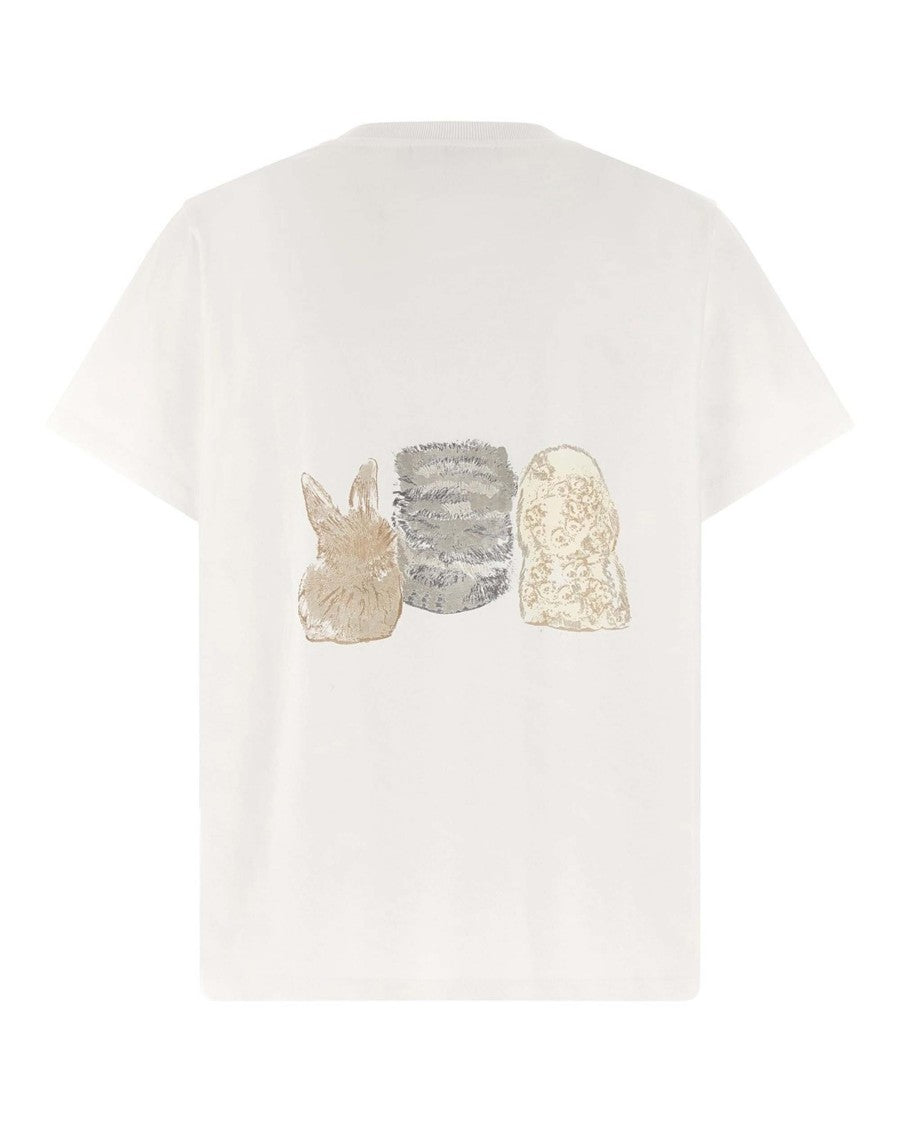 Ganni Animals Print Bright White T-Shirt