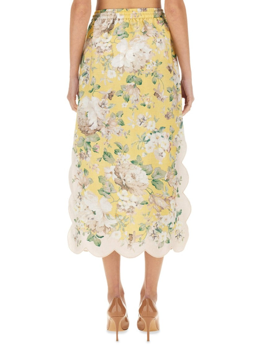 Zimmermann Classic Linen Skirt With Elegant Draping