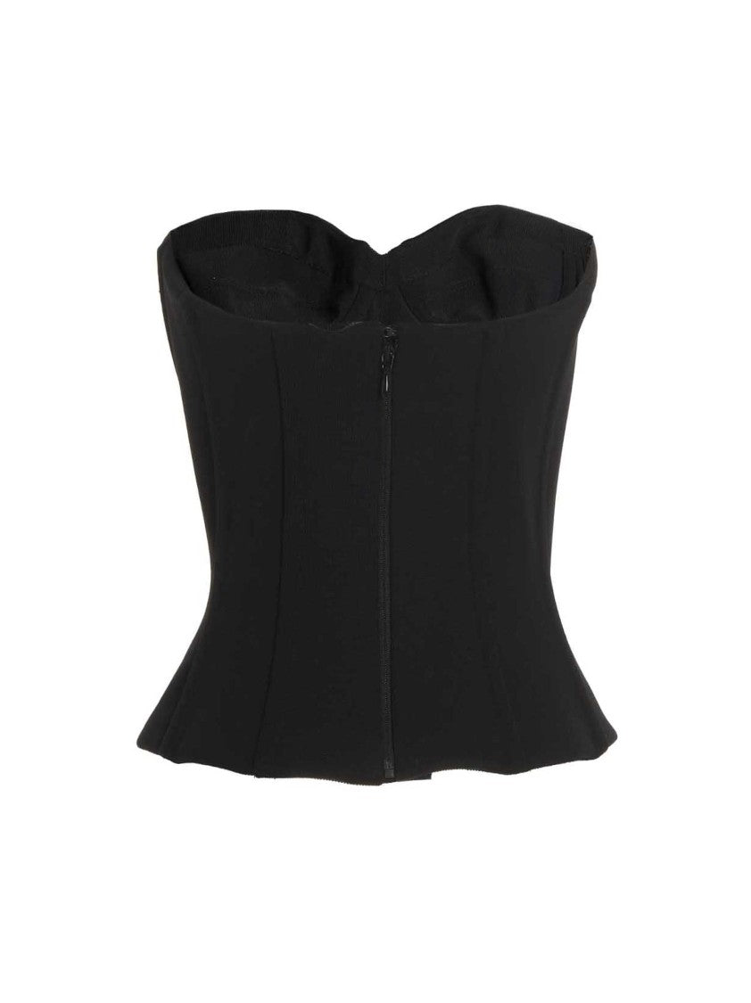 Balenciaga Structured Off-The-Shoulder Black Bustier Top