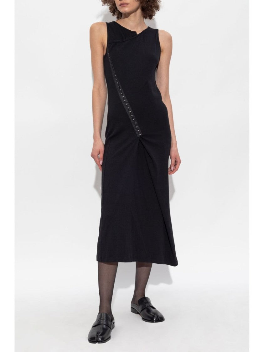 Mm6 By Maison Margiela Mid-Length Black Fine Ribbed Dress