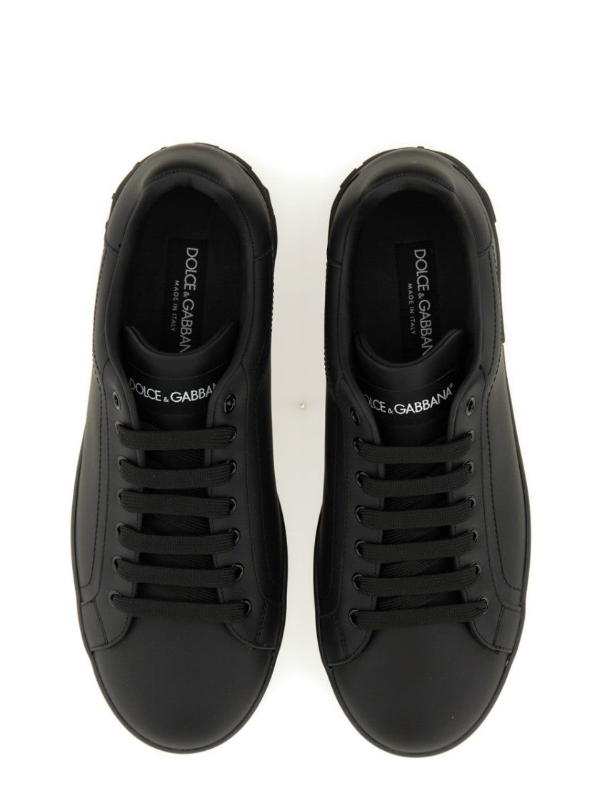 Dolce & Gabbana Portofino Low-Top Embossed Leather Sneakers