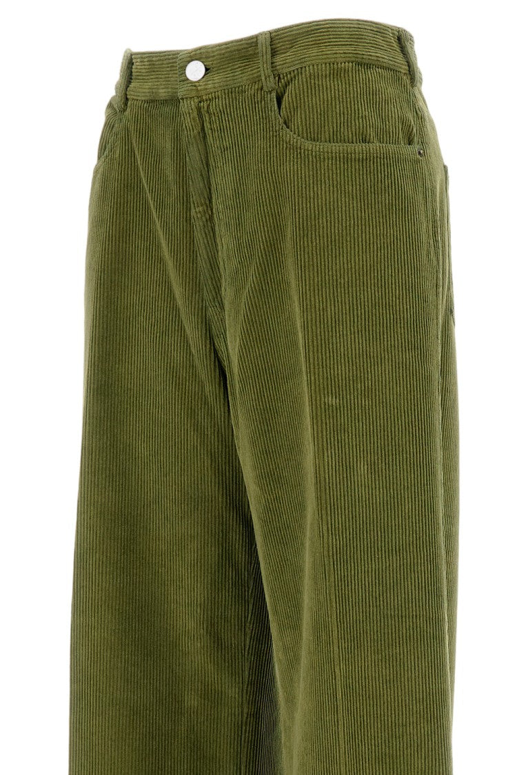 Cellar Door Tailored Green Trousers With Structured Waistband
