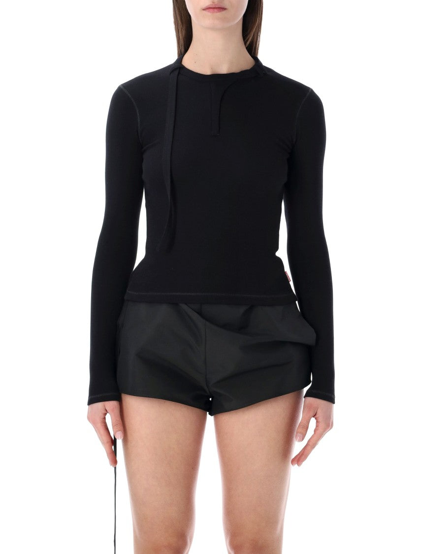 Diesel T-Iara-Ls Long-Sleeve Ribbed Cotton Top