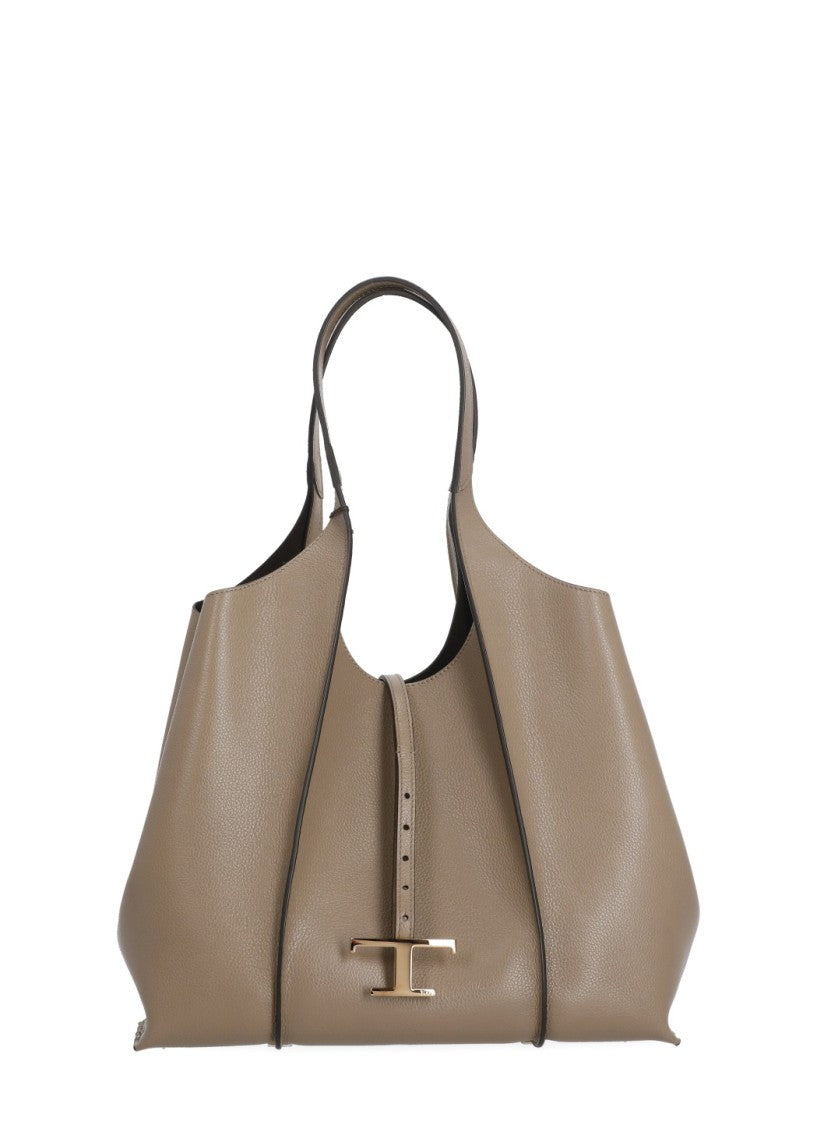 Tod's Medium Leather Tote Bag With Monogram Logo And Detachable Pochette