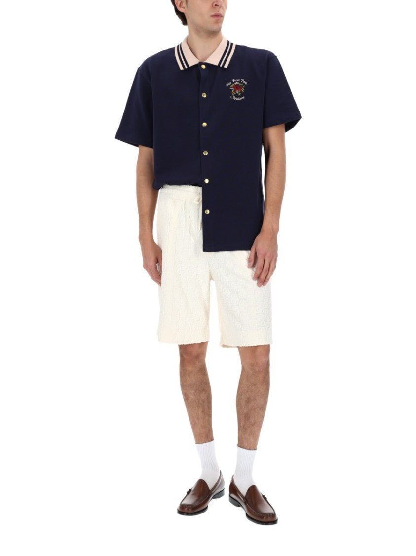 Drôle De Monsieur Monogramme Cotton Drawstring Casual Shorts