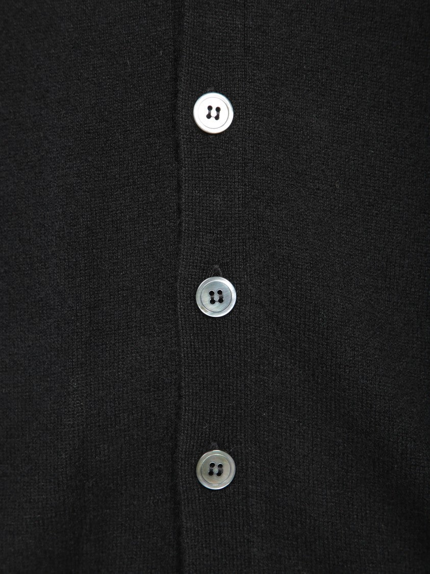 Dell'oglio Button-Down Black Cashmere Vest Sweater