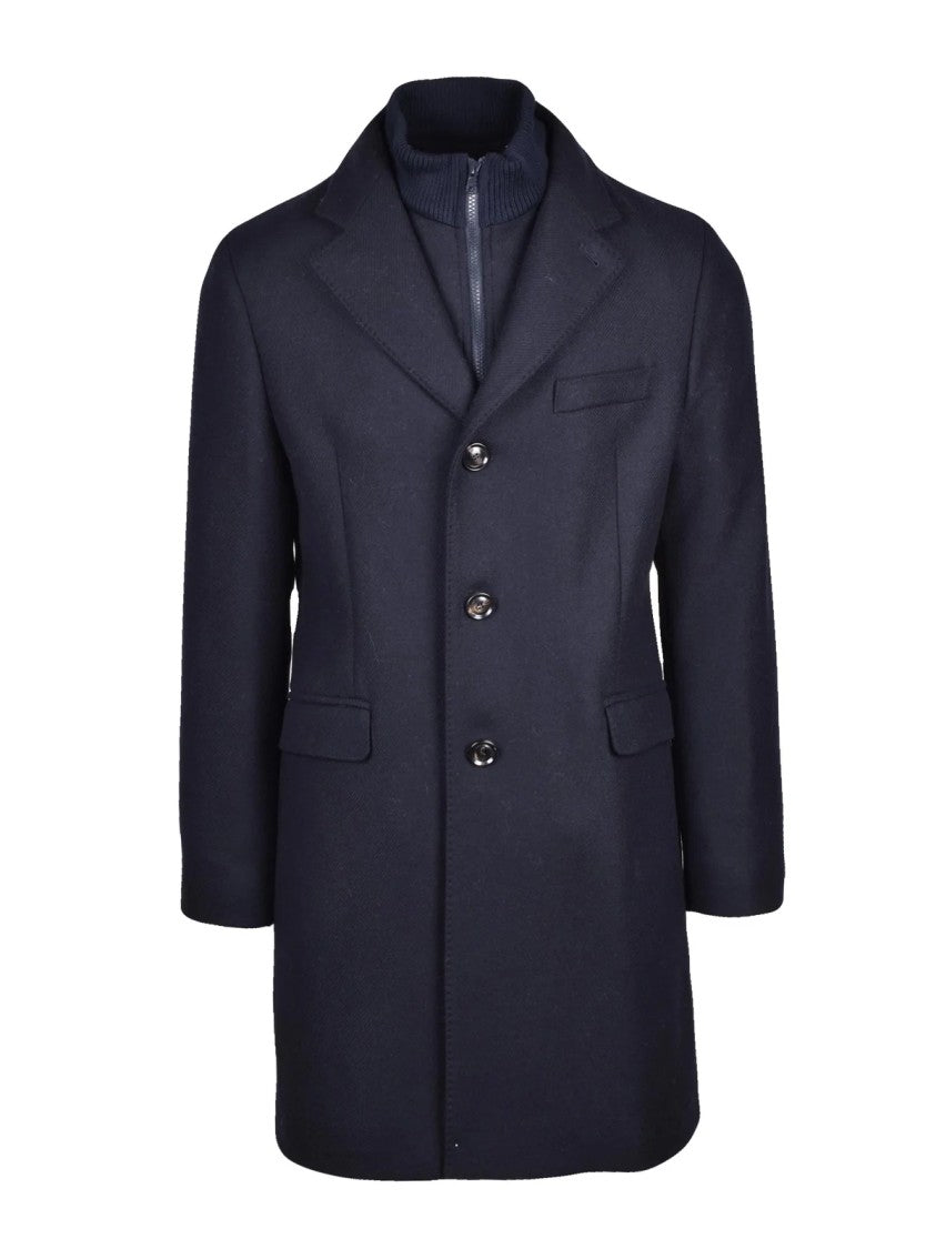 Savese Club Midnight Blue Wool-Blend Tailored Coat