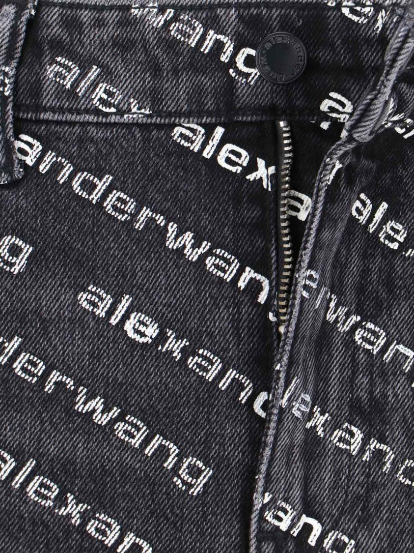 Alexander Wang Dark Grey Denim Logo Shorts