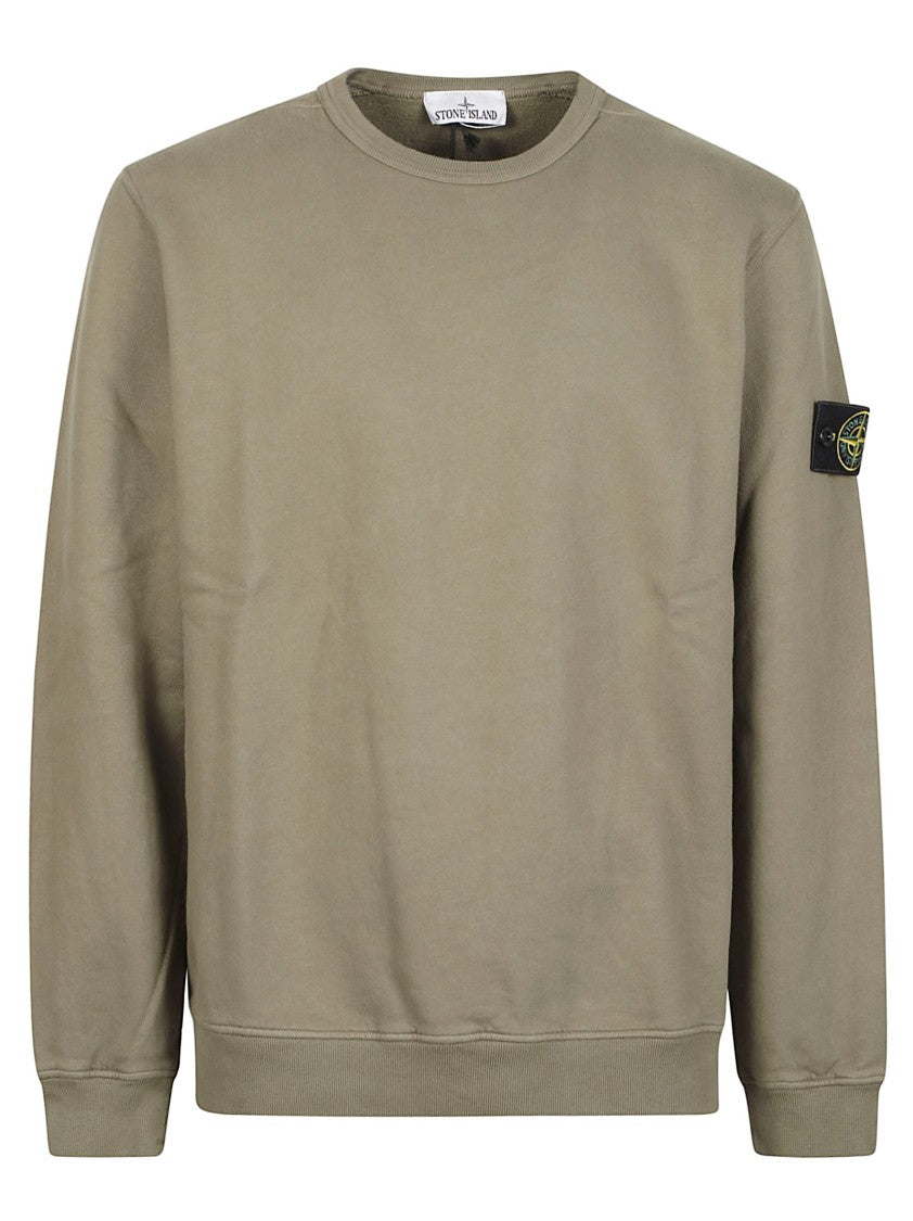 Stone Island Minimalist Olive Cotton Sweatshirt