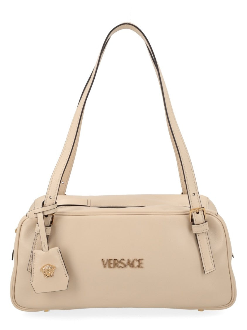 Versace Beige Tag Lamb Leather Shoulder Bag