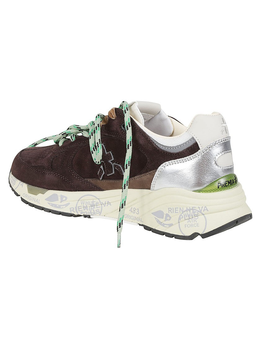 Premiata Dark Brown Mased Suede Metallic Sneakers
