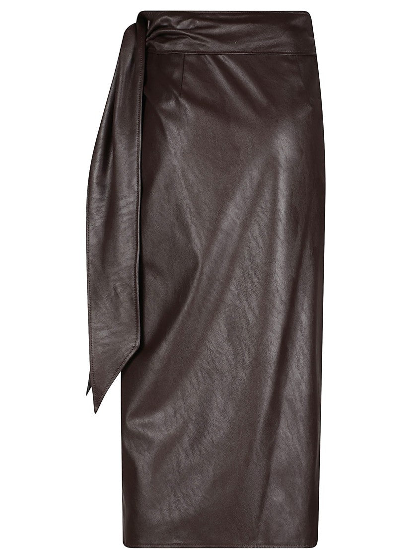 Elisabetta Franchi Wrap-Style Midi Skirt With Faux Leather Finish And Asymmetrical Hemline
