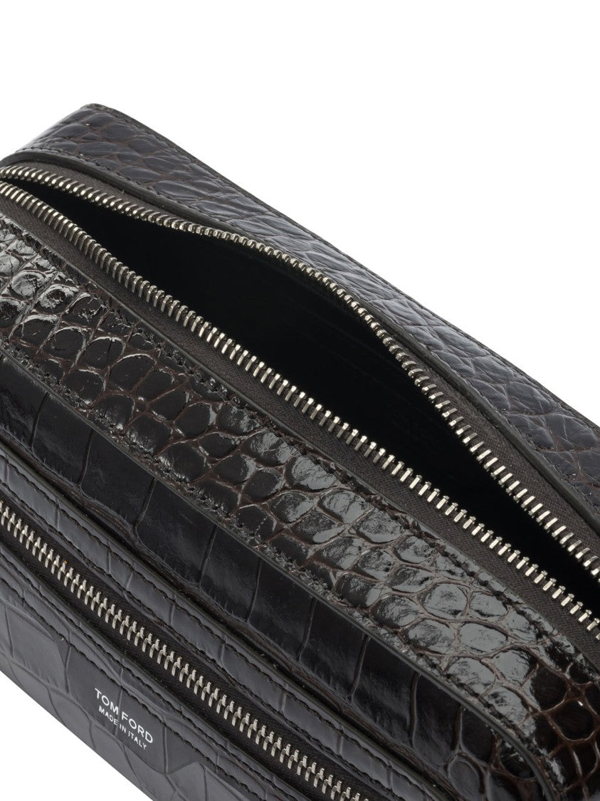 Tom Ford Crocodile Print Leather Beauty Case