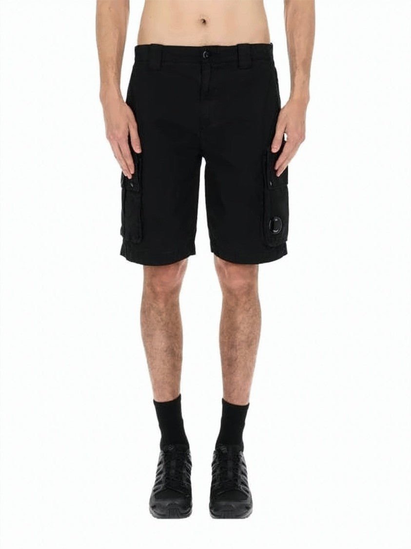 C.P. Company Relaxed Fit Olive Shorts With Button Closure