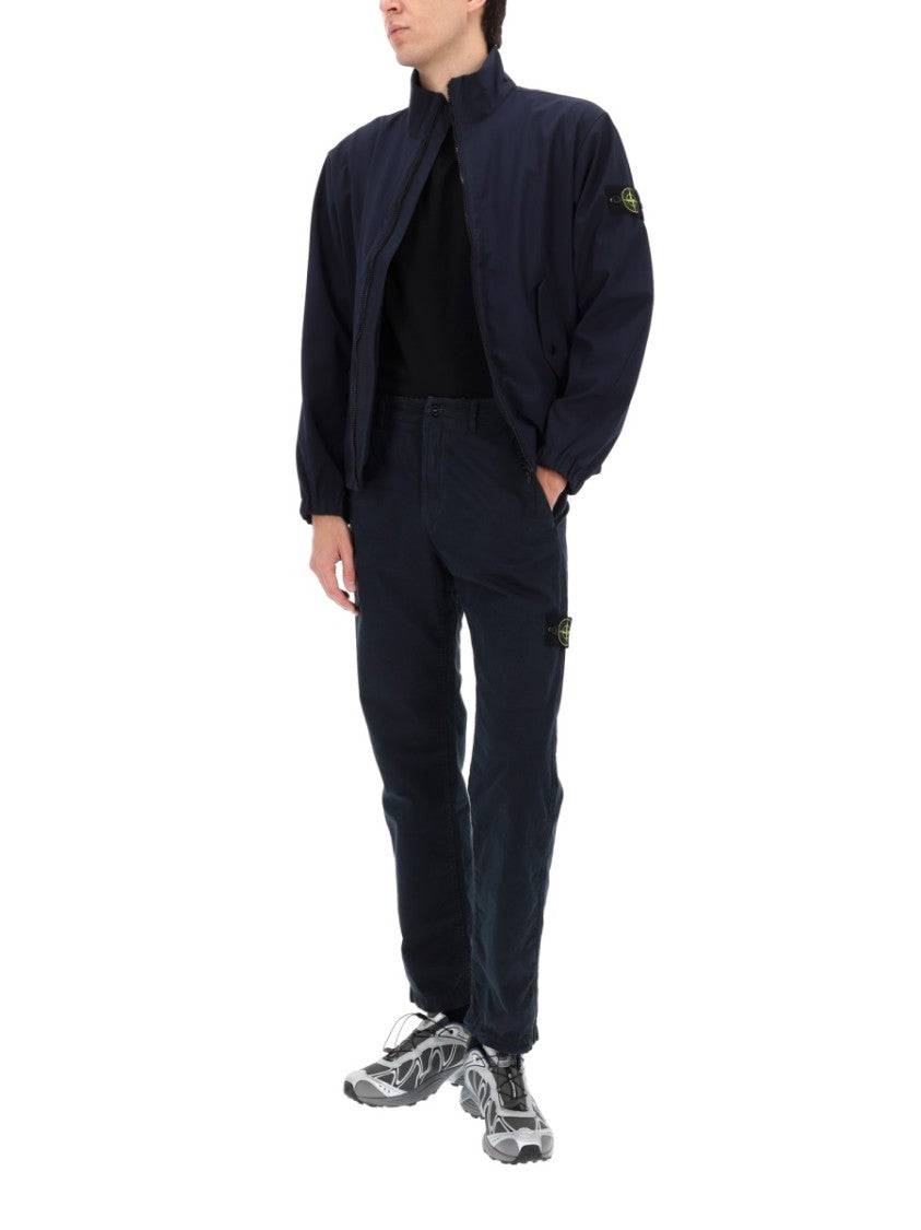 Stone Island Black Straight-Leg Logo Cotton Pants
