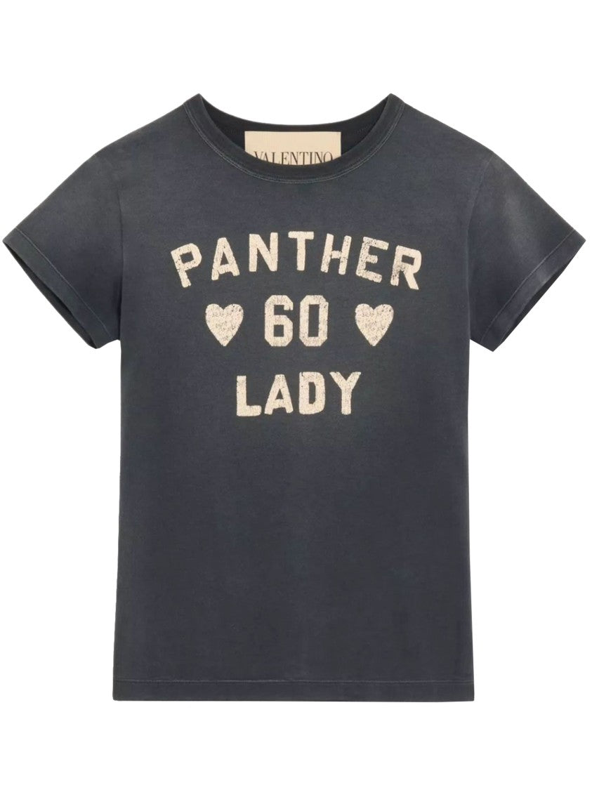 Valentino Black Panther Lady Vintage Cotton T-Shirt
