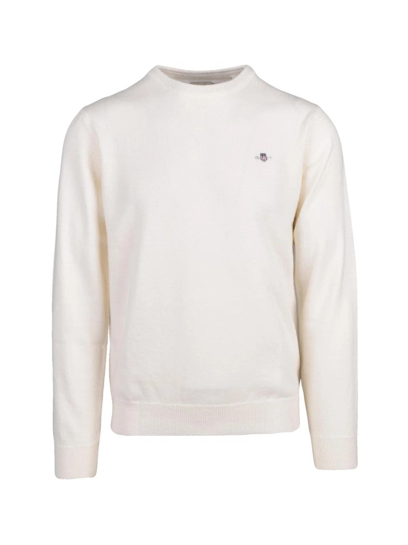 Gant Classic Crewneck Pullover In Premium White Wool