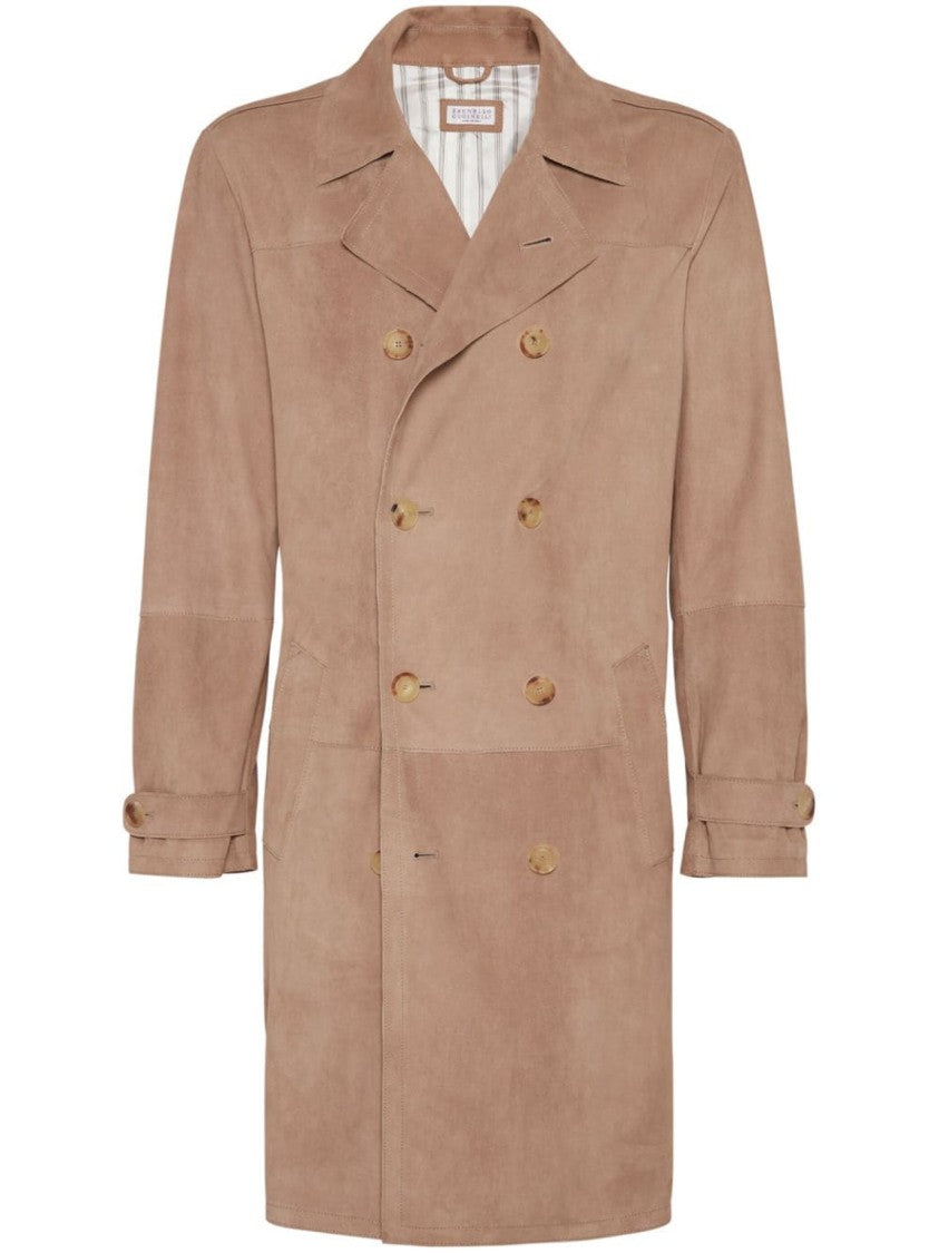 Brunello Cucinelli Double-Breasted Lamb Leather Coat