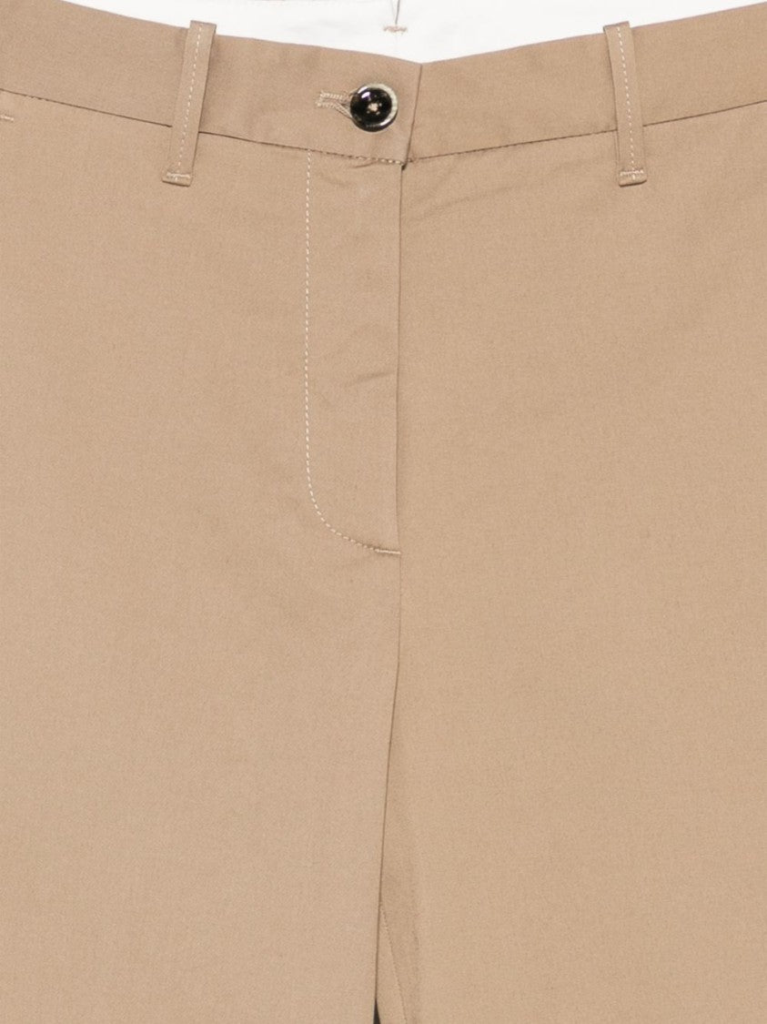 Nine In The Morning Taupe Straight-Leg Pants With Button Fastening And Belt Loops