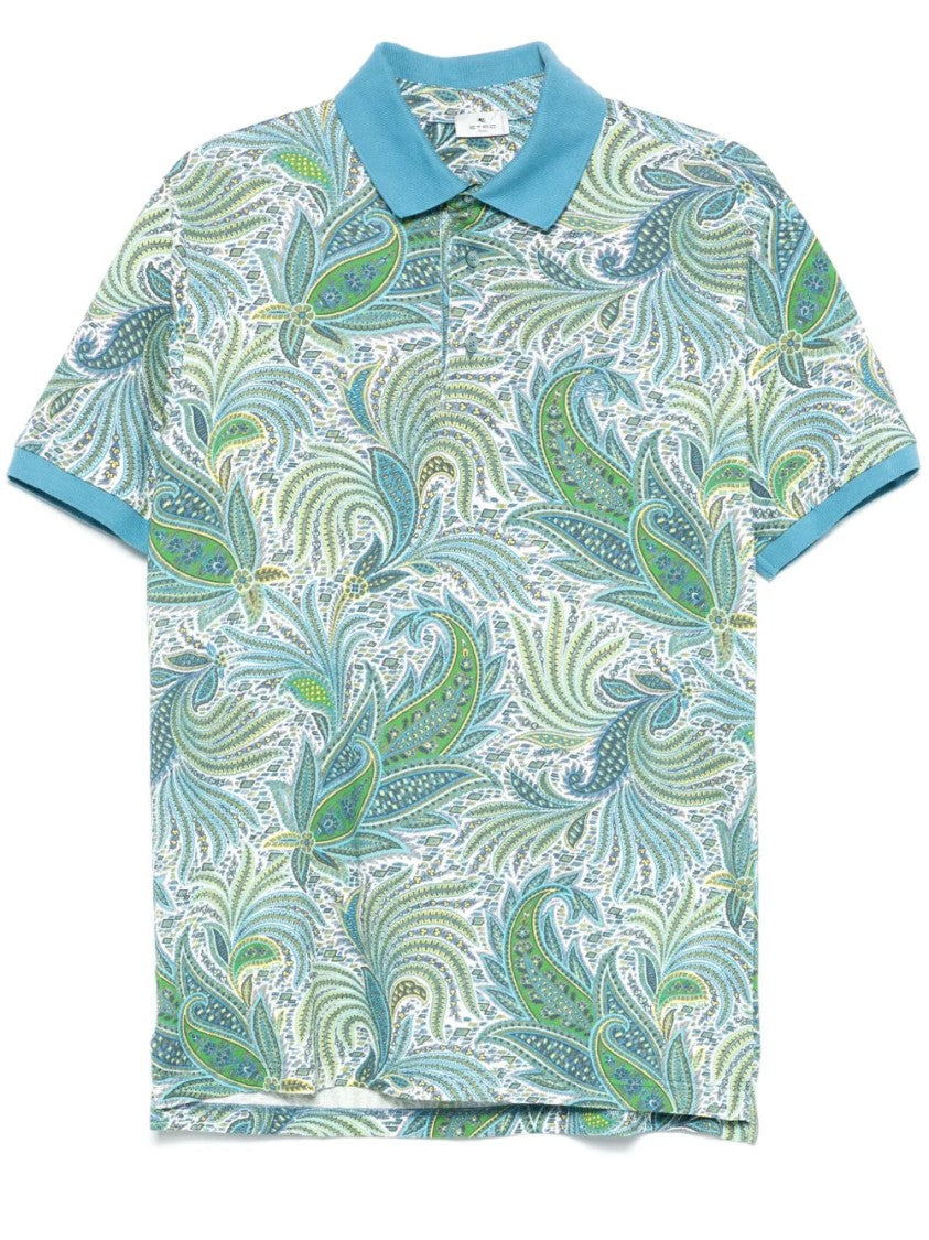 Etro Short Sleeve Polo Shirt With Paisley Pattern