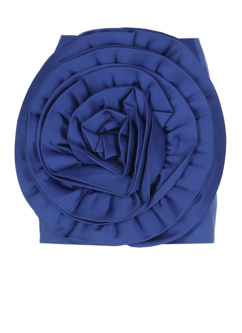 Rotate Satin Mini Skirt With Oversized Floral Embellishment