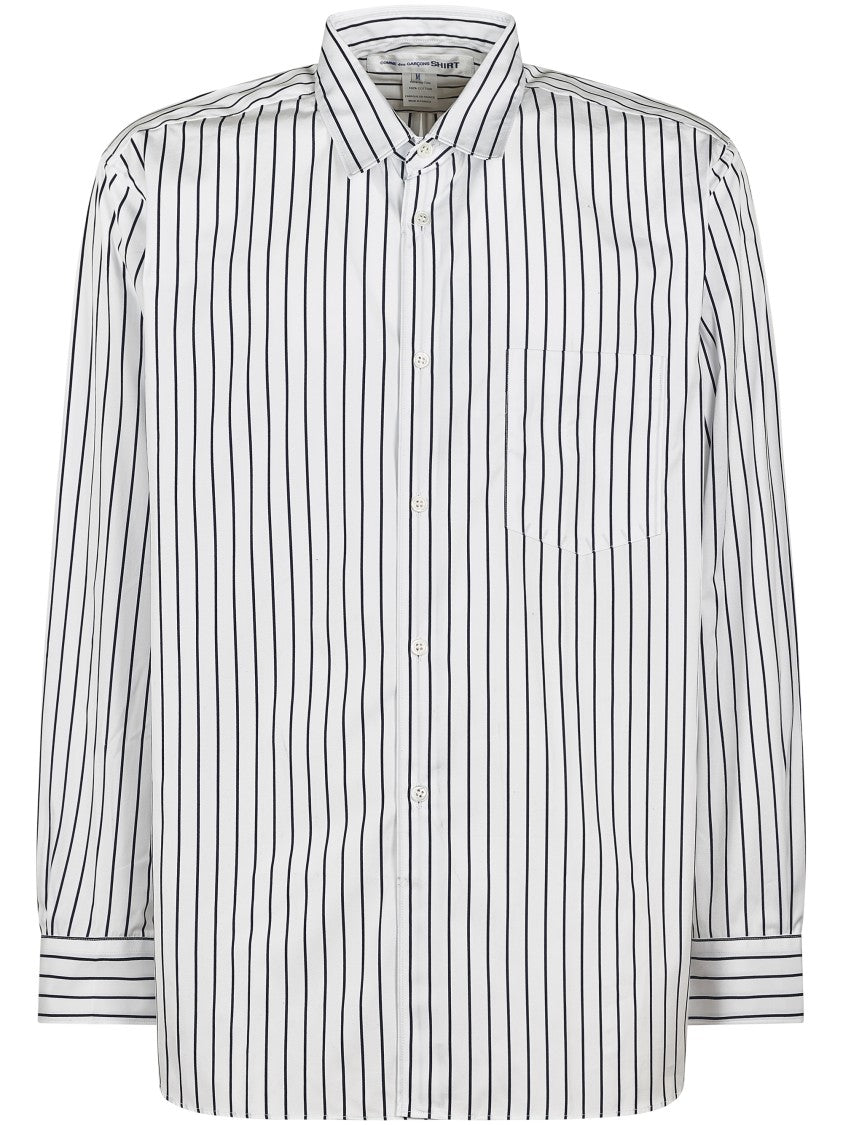 Comme Des Garçons Vertical Striped Button-Down Shirt With Chest Pocket