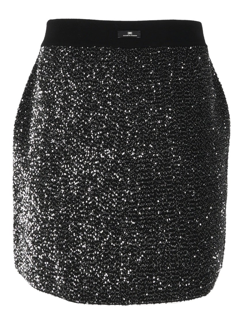 Elisabetta Franchi Sequined Textured Fitted Mini Skirt