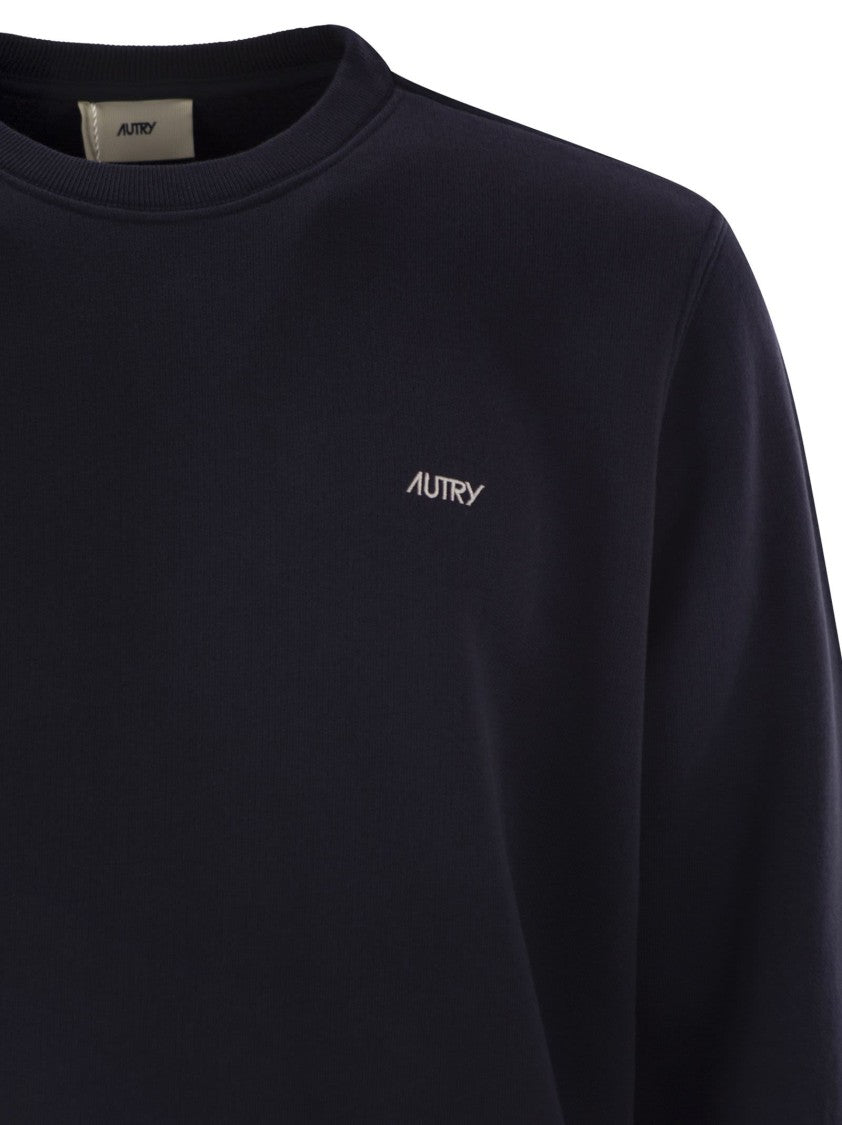 Autry Classic Black Cotton Crew-Neck Sweatshirt