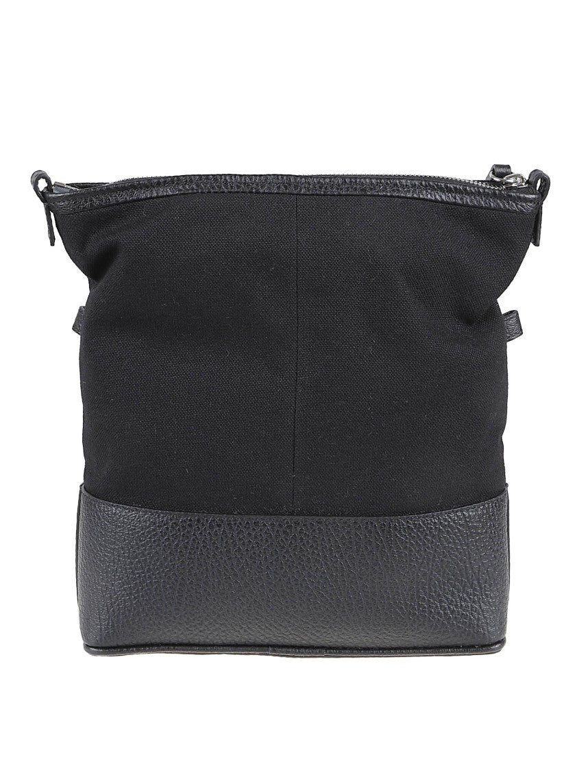 Maison Margiela Rectangular Black Fabric Bag With Textured Leather Base
