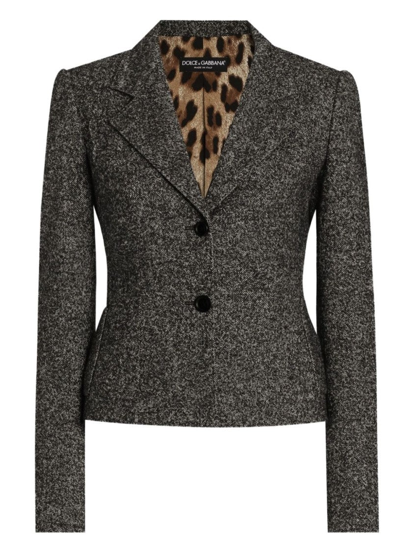 Dolce & Gabbana Structured Mélange Grey Jacket