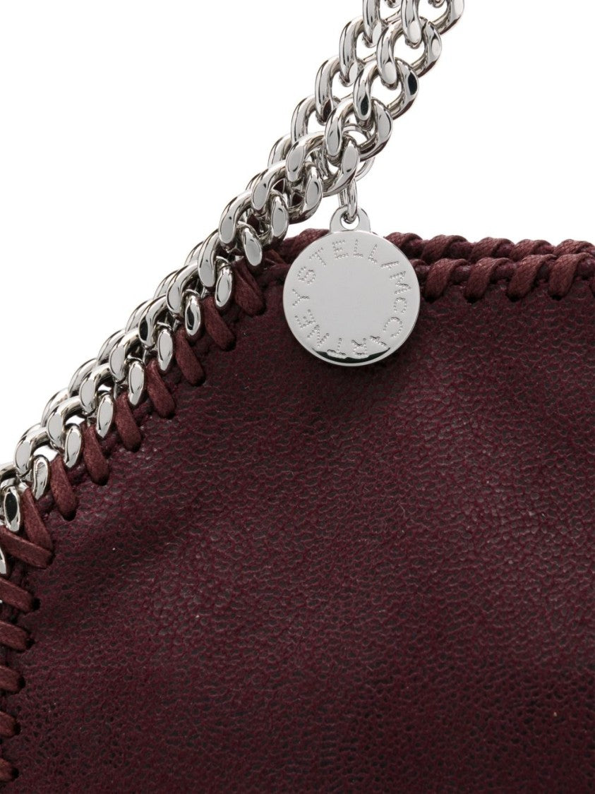 Stella Mccartney Bordeaux Red Bag With Chain-Link Handles And Logo Charm