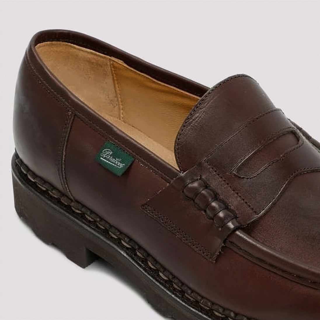 Paraboot Brown Leather Penny Strap Loafers