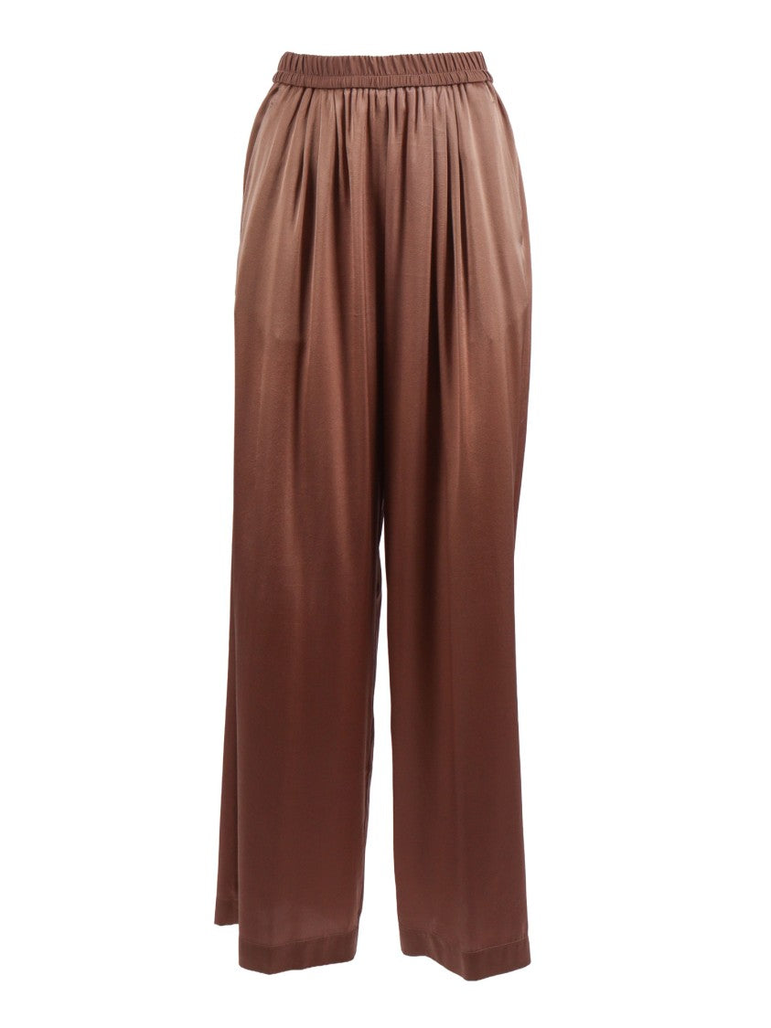 Forte Forte Loose Fit Stretch Silk Satin Straight-Leg Pants